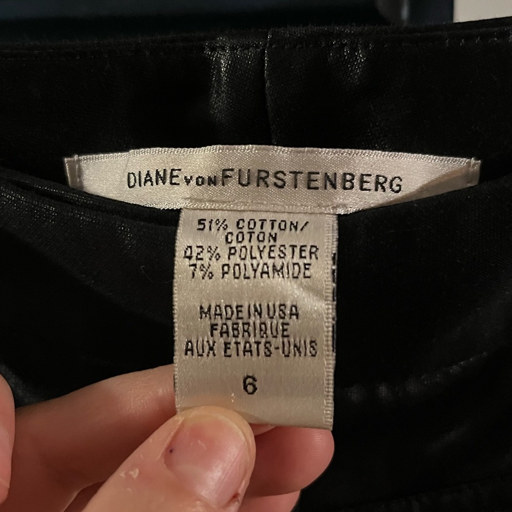 Diane Von Furstenberg Black Faux Leather Pants Size Small - Picture 3 of 4